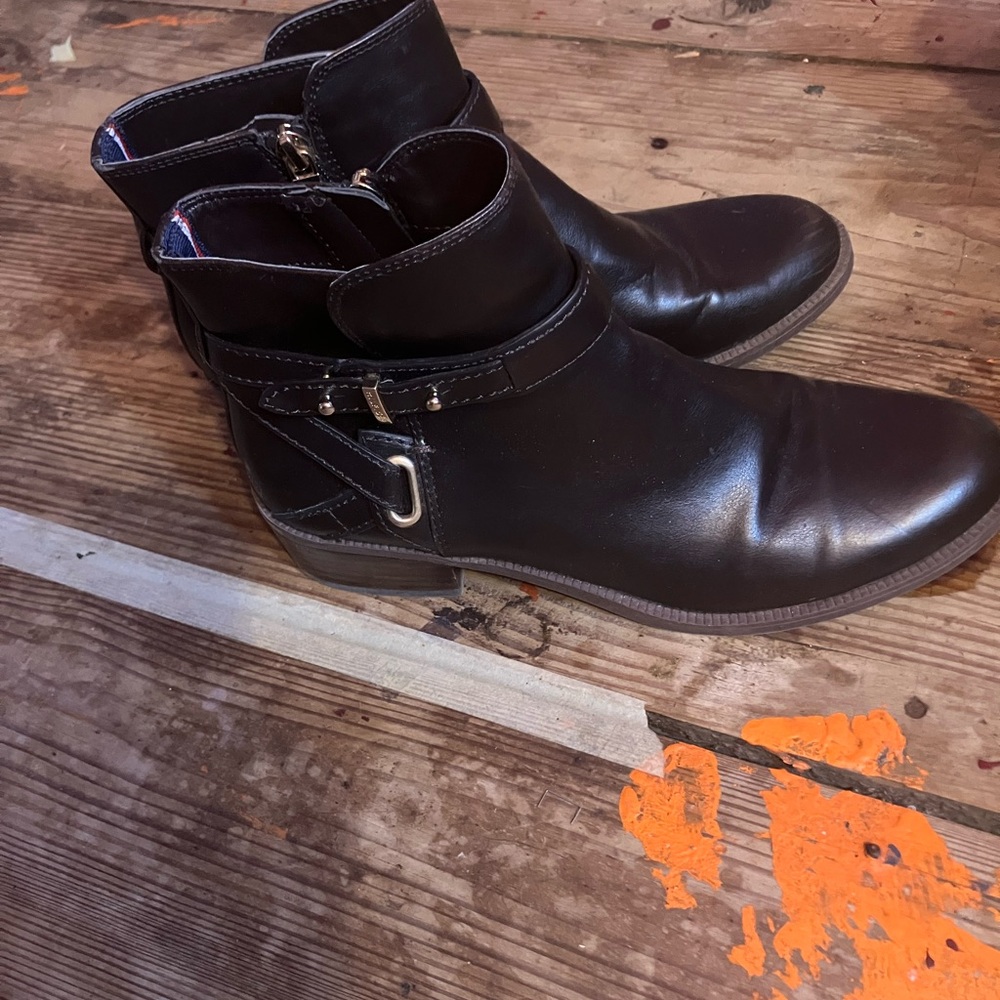 Black Ankle Boots with Buckle Detail